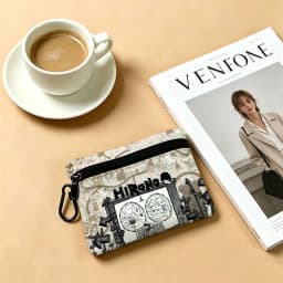 H-Hirono Mysterious-Artistic Oxford Coin Wallet Detachable Carabiner Hook Compact Storage Bag For Outdoor Shopping Accessory