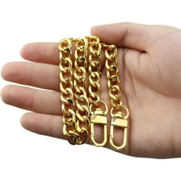 Purse Chain Strap Flat Chain Strap Handbag Chains with Metal Buckles for Wallet Satchel Tote Bags Shoulder Bag Chain Replacement