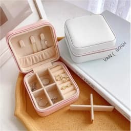Mini Jewelry Storage Box Portable Family Travel Earrings Necklace Storage Box Female Ring Organizer PU Leather Display Box