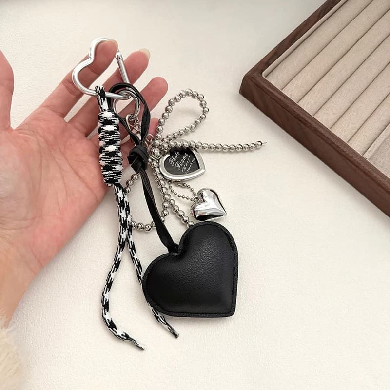 INS Bag Key Chain Korean Style Bow Phone Pendant Chain Heart Charm Strap Braided Rope Bag Hanging Decors Jewelry Gift Decoration