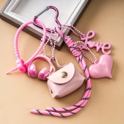PU Leather Maillard Rope Keychain Woven Rope Handmade Braided Rope Car Keyrings English Letter Style Love Rope Bag Charm
