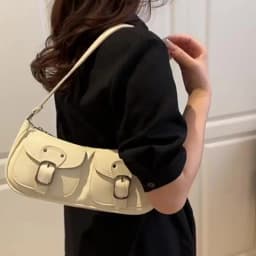 Fashion Pu Leather Women's Shoulder Bag Small Double Pocket Design Ladies Underarm Bags Y2k Vintage Female Handbags Clutch Purse