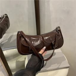 Fashion Pu Leather Women's Shoulder Bag Small Double Pocket Design Ladies Underarm Bags Y2k Vintage Female Handbags Clutch Purse