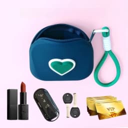 1pc Love Heart Storage Bag Silicone Coin Purse Wallet with Weaving Lanyard Portable Data Cable Earphone Organizer Key Pouch