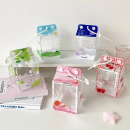 Clear Pvc 3d Milk Box Doll Bag Ins Cartoon Storage Case Portable Figure Display Organizer For Student Girls Toy Collectibles