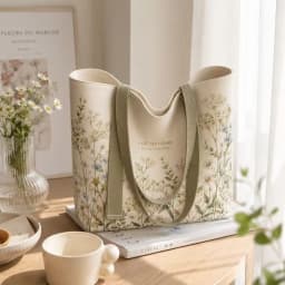 New Cotton Canvas Canvas Tote Bag Durable Lightweight Carry Bag Green Daisy Print Travel Bag Shopping Trips