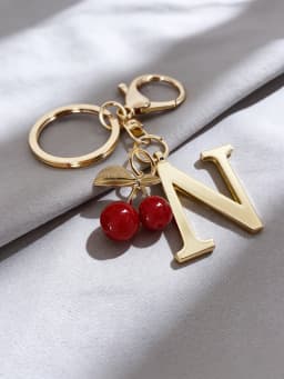 Premium Gold Elegant Letter Keychain, A-Z Alphabet 3D Pendant, Red Heart Accessory, Fashionable Silver Key Chain Ring, Bag/Backp