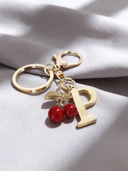Premium Gold Elegant Letter Keychain, A-Z Alphabet 3D Pendant, Red Heart Accessory, Fashionable Silver Key Chain Ring, Bag/Backp