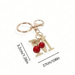 Premium Gold Elegant Letter Keychain, A-Z Alphabet 3D Pendant, Red Heart Accessory, Fashionable Silver Key Chain Ring, Bag/Backp