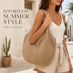 Lightweight Large Capacity Hollow Knitted Tote Bag, Crochet Shoulder Handbag for Beach Travel School, Mother's Day Gift for Mom