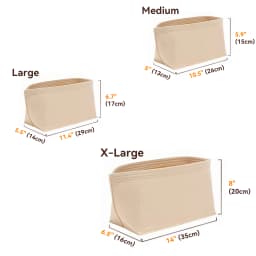 Purse Organizer Insert for Handbags & Base Shaper 2pc Set, Felt Organizer Insert Large Tote, Bag Organizer with Zipper, 3 Size