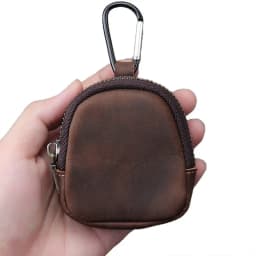 WERLLANDS PU Leather Carabiner Multi-Color Retro Mini Coin Purse Keychain Wallet