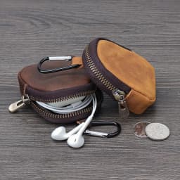 WERLLANDS PU Leather Carabiner Multi-Color Retro Mini Coin Purse Keychain Wallet