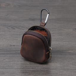 WERLLANDS PU Leather Carabiner Multi-Color Retro Mini Coin Purse Keychain Wallet