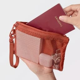 Fashion Lightweight Mesh Storage Bag With Zipper Solid Color Cosmetic Bag Multifunctional Polyester Makeup Pouch Makeup Storage