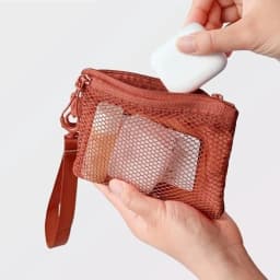 Fashion Lightweight Mesh Storage Bag With Zipper Solid Color Cosmetic Bag Multifunctional Polyester Makeup Pouch Makeup Storage