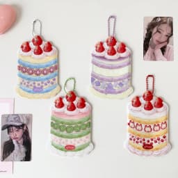 Fashion Cartoon Strawberry Cake Bag Pendant 3-Inch Card Holder Cute Girls Idol Photo Storage Card Bag Decoration Keychain Gifts