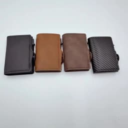Carbon Fiber Credit Card Holder Men's RFID Blocking Smart Metal Thin Slim Pop Up Minimalist Wallet Small Purse Metal Coin Bag