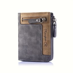 Men's Retro Short Wallet Multifunctional Fashion Zipper PU Leather Coin Purse High Quality Credit Card Holder Ideal Gift For Men