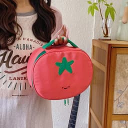 Tomato Shaped Cute Cosmetic Bag Nylon Waterproof Portable Makeup Pouch Unique Design Travel Wash Bag Multifunctional Toiletry St
