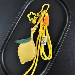 Cute Fruit Keychain Cartoon Lemon PU Leather Bag Pendant Birthday Gifts Car Keyring