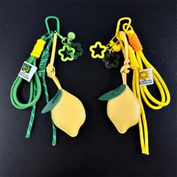 Cute Fruit Keychain Cartoon Lemon PU Leather Bag Pendant Birthday Gifts Car Keyring