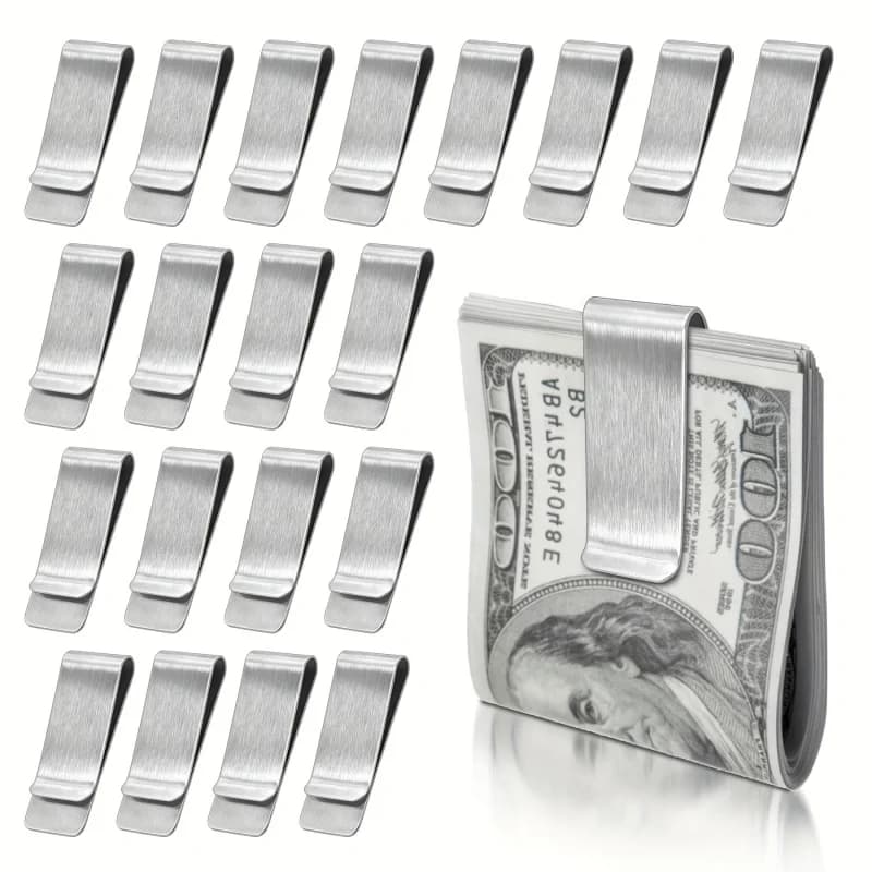 20PCS Stainless Steel Silver Slim Wallet for Men, Credit Card Holder, Metal Minimalist Pocket Cash Holder