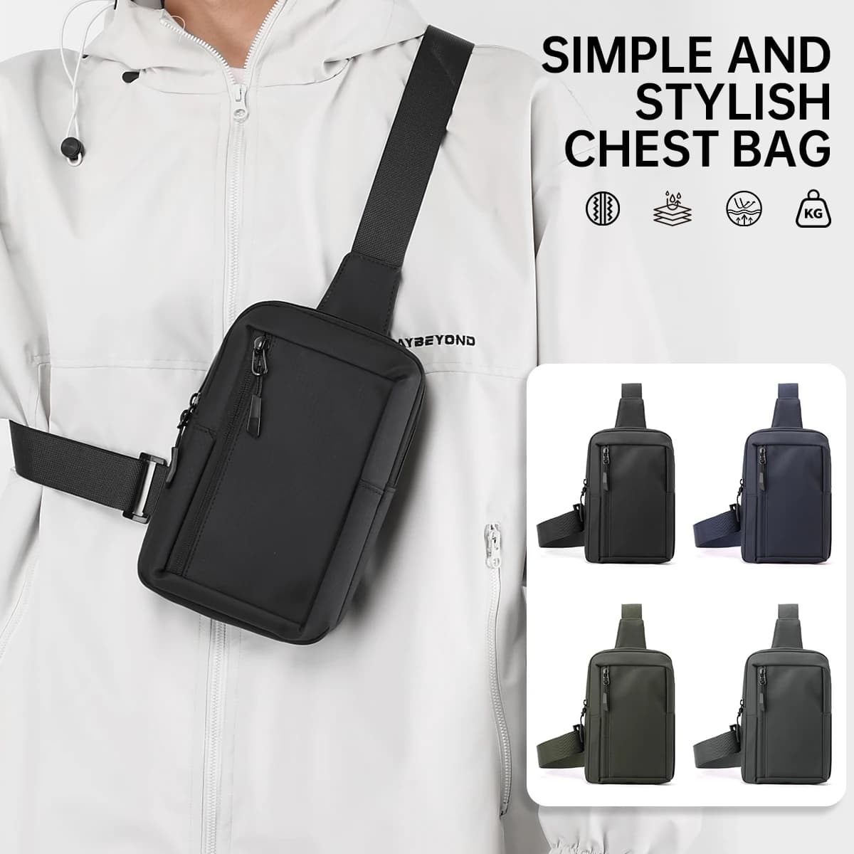 Men's Business Crossbody Bag 2026 New Model Chest Bag Men's Shoulder Bag Men's Small Crossbody Bag Waterproof Outdoor Backpack Hiking Phone Bag