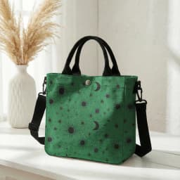 Purple Sun Moon Star Print Tote Bag Detachable Strap Crossbody Handbag For Women Daily Shopping
