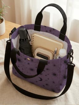 Purple Sun Moon Star Print Tote Bag Detachable Strap Crossbody Handbag For Women Daily Shopping