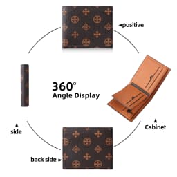 1Pcs-Baellerry Men's Vintage Floral Short Wallet, Classic Pattern Pu Leather Ultra-Thin Business Casual Wallet, Business Commuter Wallet