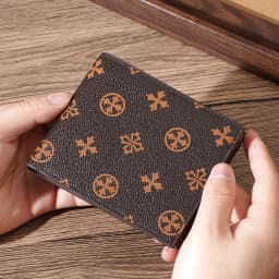 1Pcs-Baellerry Men's Vintage Floral Short Wallet, Classic Pattern Pu Leather Ultra-Thin Business Casual Wallet, Business Commuter Wallet