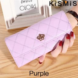 KISMIS Wallets for Women Cute Pink Pocket Womens Wallets Purses Plaid PU Leather Long Wallet Hasp Phone Bag Money Coin Pocket Ca