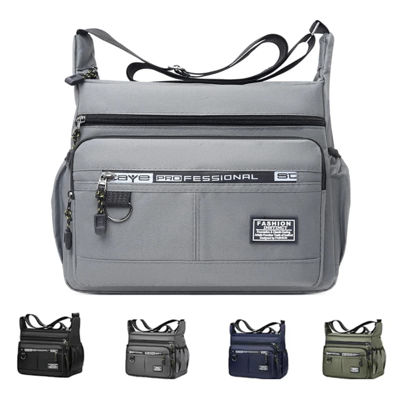 Men's Cross-Body Bag with Multi-Layered Pockets, Adjustable Shoulder Strap, Business Single-Shoulder Bag