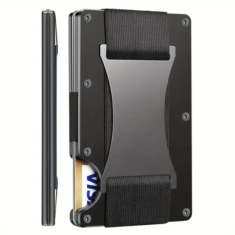 Minimalist Slim ANTI RFID Blocking Card Holder Men Aluminum Wallet Elastic Back Pouch ID Credit Case Unisex Travel EDC Purse