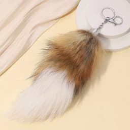 1Pcs Huge Real Fox Tail Keychain Tassel Bag Cosplay Toy Handbag Accessories Hook Pendant Halloween Cosplay