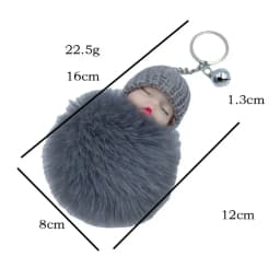 Sleeping Baby Key Ring Bag Pendant Pompom Key Buckle Faux Rabbit Fur Keyrings Plush Knitted Hat Keychain Fluffy Jewelry Key Ring