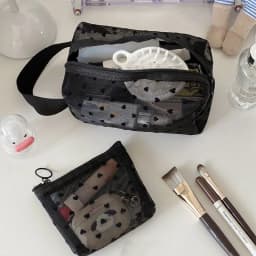 Heart Transparent Mesh Makeup Bag Multifunction Portable Women Cosmetic Storage Pouch Ladies Toiletry Lipstick Organizer Bags