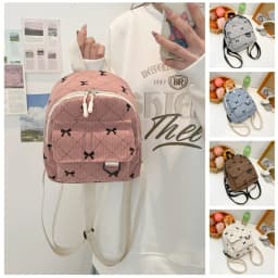 Mini Backpack Sweet Bowknot Printed Shoulder Bag Travel Cosmetic Storage Bag Korean Ins Student Bookbags Casual Rucksack