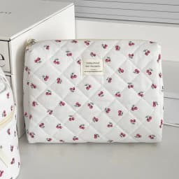 1pcs Cotton Black Flower Women Cosmetic Bag Fabric Storage Bags Small Big Capacity Travel Organzier Pouch Women Makeup Case