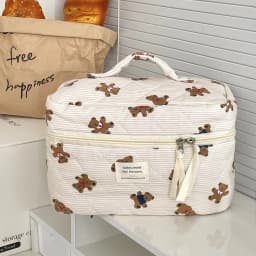 1pcs Cotton Black Flower Women Cosmetic Bag Fabric Storage Bags Small Big Capacity Travel Organzier Pouch Women Makeup Case