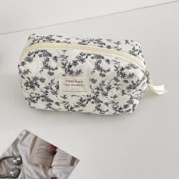 1pcs Cotton Black Flower Women Cosmetic Bag Fabric Storage Bags Small Big Capacity Travel Organzier Pouch Women Makeup Case