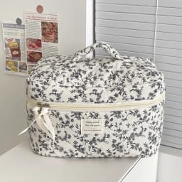 1pcs Cotton Black Flower Women Cosmetic Bag Fabric Storage Bags Small Big Capacity Travel Organzier Pouch Women Makeup Case