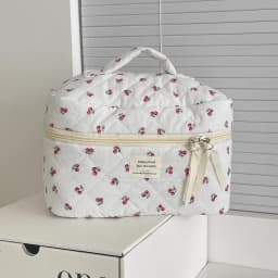 1pcs Cotton Black Flower Women Cosmetic Bag Fabric Storage Bags Small Big Capacity Travel Organzier Pouch Women Makeup Case