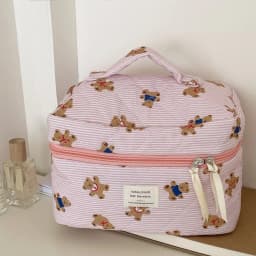 1pcs Cotton Black Flower Women Cosmetic Bag Fabric Storage Bags Small Big Capacity Travel Organzier Pouch Women Makeup Case