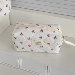 1pcs Cotton Black Flower Women Cosmetic Bag Fabric Storage Bags Small Big Capacity Travel Organzier Pouch Women Makeup Case
