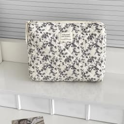1pcs Cotton Black Flower Women Cosmetic Bag Fabric Storage Bags Small Big Capacity Travel Organzier Pouch Women Makeup Case