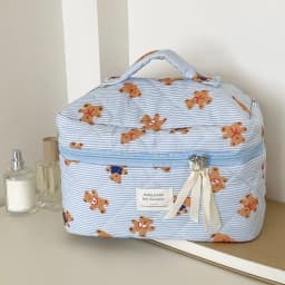 1pcs Cotton Black Flower Women Cosmetic Bag Fabric Storage Bags Small Big Capacity Travel Organzier Pouch Women Makeup Case