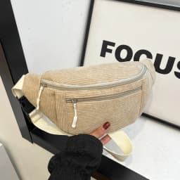 Women Waist Bag Corduroy Student Shoulder Handbag Crossbody Chest Breast Bag Fanny Pack Fashion Phone Female Bum Belt Purse