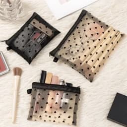 Mesh Makeup Bag Small Clear Cosmetic Pouch for Women Mini Lipstick Organizer Travel Card Toiletry Bag Storage Pouch for Purse
